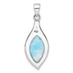 Sterling Silver Rhodium-plated Polished Larimar Pendant - Image 4
