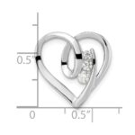 Sterling Silver Rhodium-plated CZ Fancy Heart Slide - Image 3