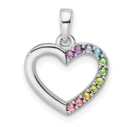 Sterling Silver Rhodium-plated Nano Crystal Heart Pendant