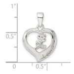 Sterling Silver Love Heart w/Flower Pendant - Image 3