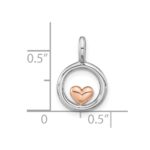 Sterling Silver RH-plated & Rose Gold-plated Polished Circle w/Heart Pendan - Image 3
