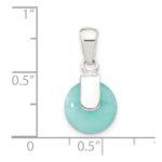Sterling Silver Polished Circle Imitation Turquoise Pendant - Image 3