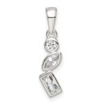 Sterling Silver Polished Geometric Shapes CZ Pendant