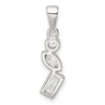 Sterling Silver Polished Geometric Shapes CZ Pendant - Image 4