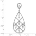 Sterling Silver Rhodium-plated Baguette CZ Teardrop Pendant - Image 3