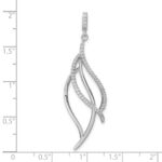 Sterling Silver Rhodium-plated CZ Dangle Leaf Pendant - Image 3