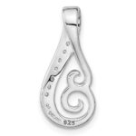 Sterling Silver Rh-plated Polished CZ Swirl Chain Slide - Image 4