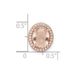 Sterling Silver Rose-tone Polished Pink & White CZ Oval Chain Slide - Image 3
