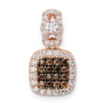 Sterling Silver Rose-tone Black Rhodium-plated Fancy CZ Pendant