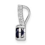 Sterling Silver Polished Rhodium-plated Cr. Blue Spinel and CZ Pendant - Image 2
