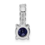Sterling Silver Polished Rhodium-plated Cr. Blue Spinel and CZ Pendant - Image 4