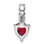 Sterling Silver Polished Rhodium-plated Created Ruby and CZ Heart Pendant - Image 4