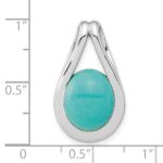 Sterling Silver Rh-plated Polished Chinese Turquoise Oval Pendant - Image 3