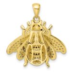 Sterling Silver Blk/White RH-plated Gold Tone CZ Bumblebee Pendant - Image 4