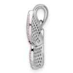 Sterling Silver Rhodium-plated Polished Pink CZ Butterfly Pendant - Image 2