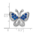 Sterling Silver Rhodium-plated Blue & White CZ Butterfly Slide - Image 3