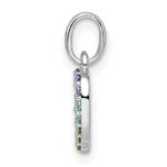 Sterling Silver Rhodium-plated Rainbow Nano Crystal Open Heart Pendant - Image 2