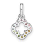 Sterling Silver Rhodium-plated Rainbow Nano Crystal Clover Pendant - Image 4
