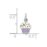 Sterling Silver RH-plated Multi-color Enameled Cupcake Children's Pendant - Image 3