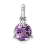 Sterling Silver Rhod-plated Circle 1.90Amethyst/WhiteTopaz Pendant