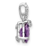 Sterling Silver Rhod-plated Circle 1.90Amethyst/WhiteTopaz Pendant - Image 2