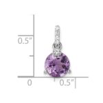 Sterling Silver Rhod-plated Circle 1.90Amethyst/WhiteTopaz Pendant - Image 3