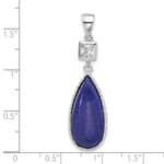 Sterling Silver Rhodium-plated Lapis Lazuli and CZ Pendant - Image 4