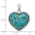 Sterling Silver Rhodium-plated Reconstituted Turquoise Heart Pendant - Image 4