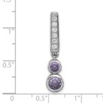 Sterling Silver Rhodium-plated Polished Purple CZ Chain Slide - Image 4