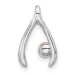Sterling Silver Rh-plated FWC Pearl/CZ Wishbone Chain Slide Pendant - Image 3