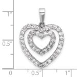 Sterling Silver Rhodium-plated CZ Double Heart Pendant - Image 4