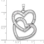 Sterling Silver Rhodium-plated Intertwined CZ Hearts Pendant - Image 4