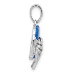 Sterling Silver Rh-plated Blue Created Opal Heart with Wings Pendant - Image 2