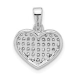 Sterling Silver Rhodium-plated Polished and CZ Pave Heart Pendant - Image 3