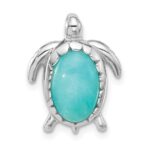 Sterling Silver Rhodium-plated Polished Amazonite Turtle Chain Slide