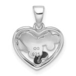 Sterling Silver Rhodium-plated Polished & Beaded Multi-color Enameled Floral Heart Children's Pendant - Image 3