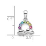 Sterling Silver Rhod-plated Crystal Rainbow & Clouds Children's Pendant - Image 4