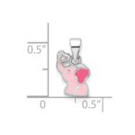 Sterling Silver RH-plated Pink Enamel & CZ Elephant Children's Pendant - Image 4