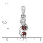 Sterling Silver Rhodium-plated Garnet and CZ Swirl Pendant - Image 4
