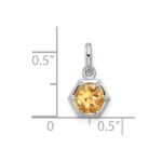 Sterling Silver Rhodium-plated Polished Solitaire Citrine Charm Pendant - Image 4