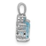 Sterling Silver Rhodium-plated Polished Sky Blue Topaz Paw Pendant - Image 2