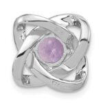 Sterling Silver Rhodium-plated Polished Amethyst/CZ Chain Slide Pendant - Image 3