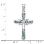 Sterling Silver Rhodium-plated London Blue Topaz Infinity Cross Pendant - Image 4