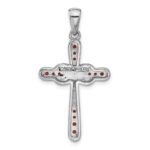 Sterling Silver Rhodium-plated Garnet Infinity Cross Pendant - Image 3