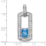 Sterling Silver Rhodium-plated Polished Blue Topaz and CZ Pendant - Image 4