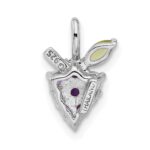Sterling Silver Rhodium-plated Amethyst and Peridot Grapes Pendant - Image 3