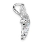 Sterling Silver Rhodium-plated Polished White Crystal Starfish Pendant Chain Slide - Image 2
