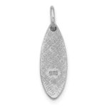 Sterling Silver Rhodium-plated Polished Blue and Black Enamel Aloha Surfboard Pendant - Image 3