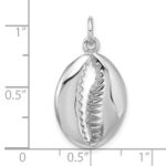 Sterling Silver Rhodium-plated Polished Cowrie Shell Pendant - Image 4
