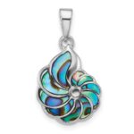 Sterling Silver Rhodium-plated Polished Abalone Swirl Shell Pendant